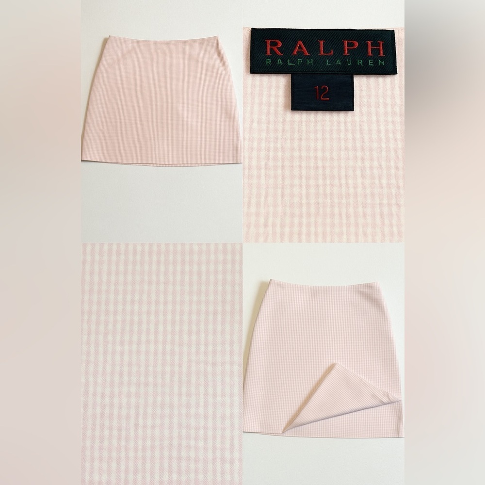 Ralph Lauren Pink Gingham Stretch Mini Skirt Size 12 Preppy Y2K